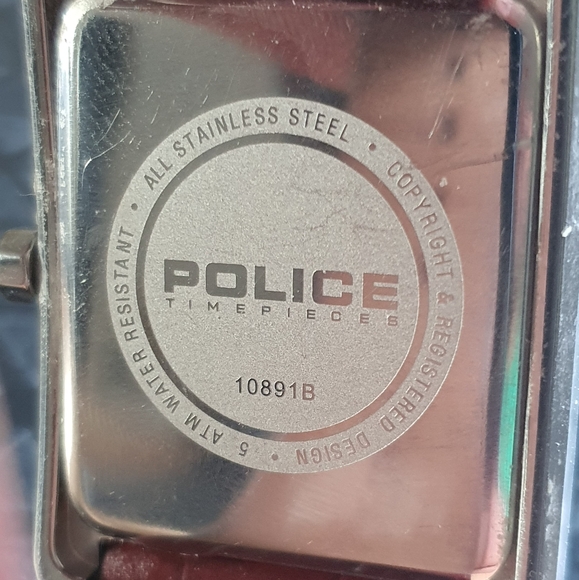 POLICE Silver/Orange Leather Men's Watch w/Date - Picture 4 of 4